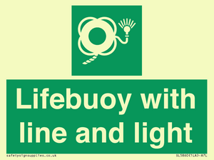 Lifebuoy with line and light